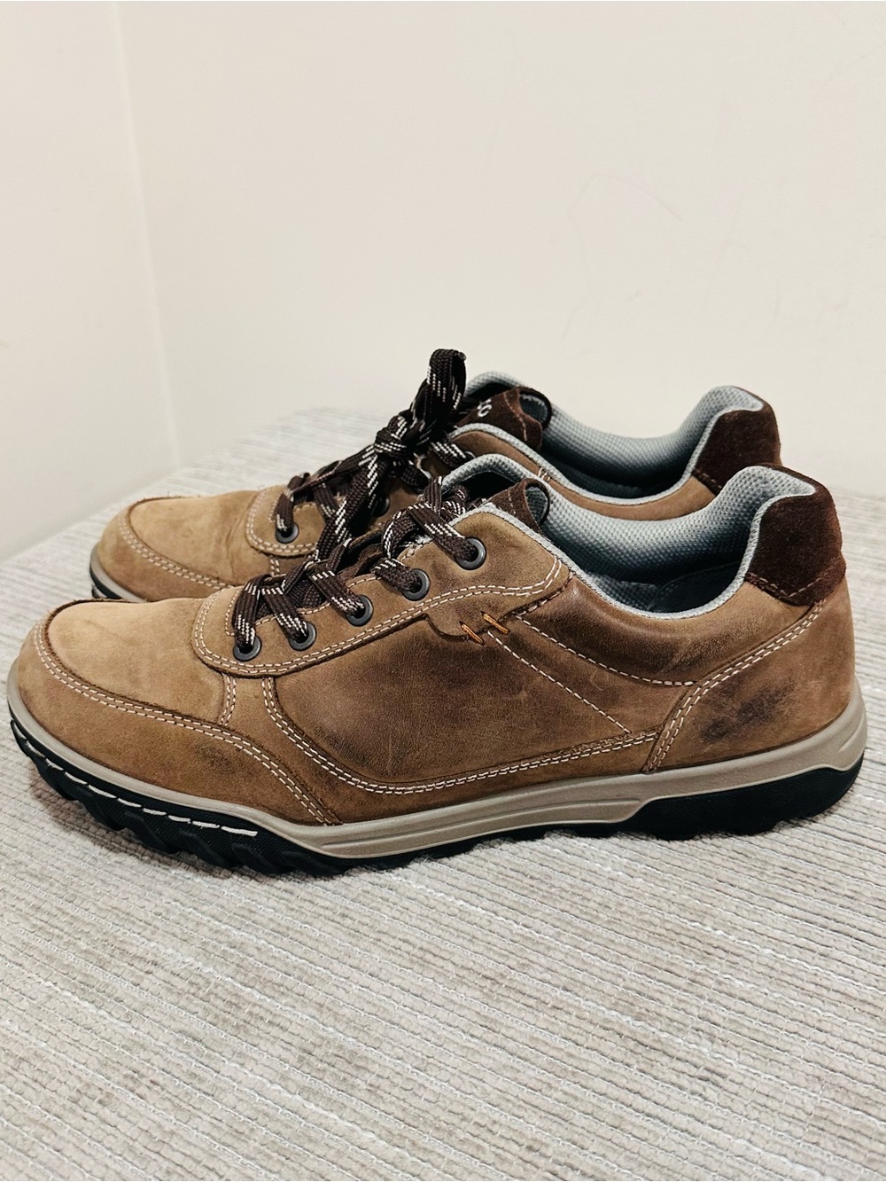 ECCO Receptor Technology Brown Leather Walking Shoes EUR 42 US 9-9,5